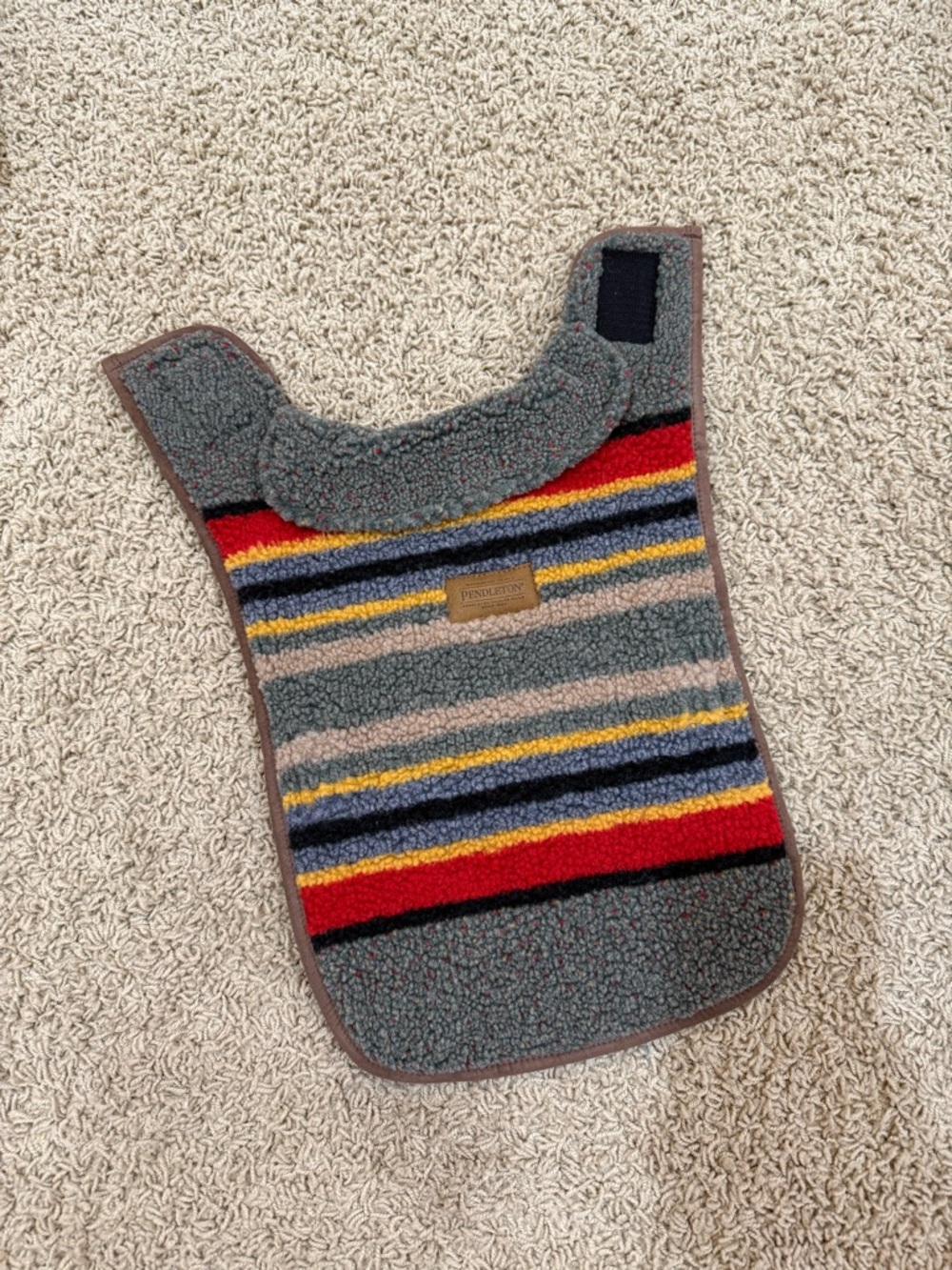 Pottery Barn Striped Sherpa Dog Vest in Gray, Red, Yellow, Blue